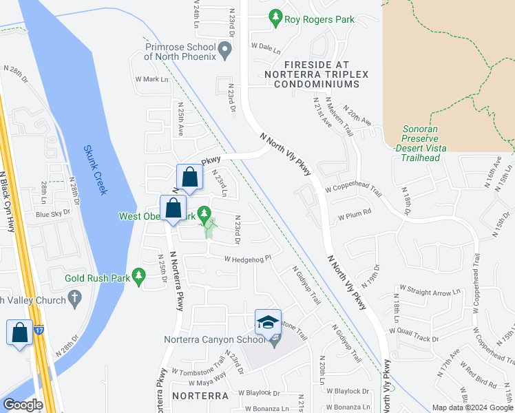 map of restaurants, bars, coffee shops, grocery stores, and more near 27903 North Gidiyup Trail in Phoenix