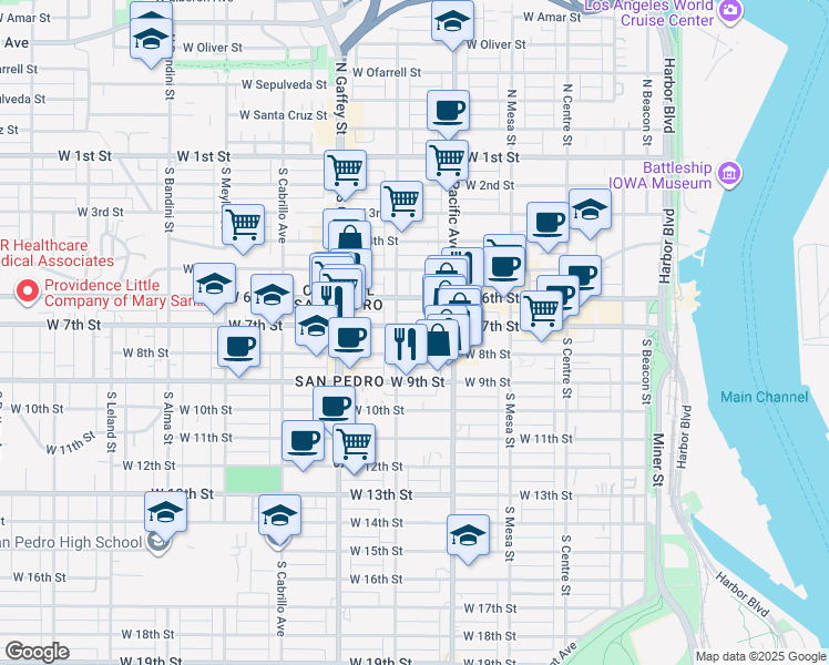 map of restaurants, bars, coffee shops, grocery stores, and more near 624 South Grand Avenue in Los Angeles