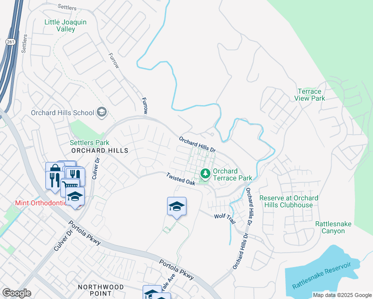 map of restaurants, bars, coffee shops, grocery stores, and more near 245 Rodeo in Irvine