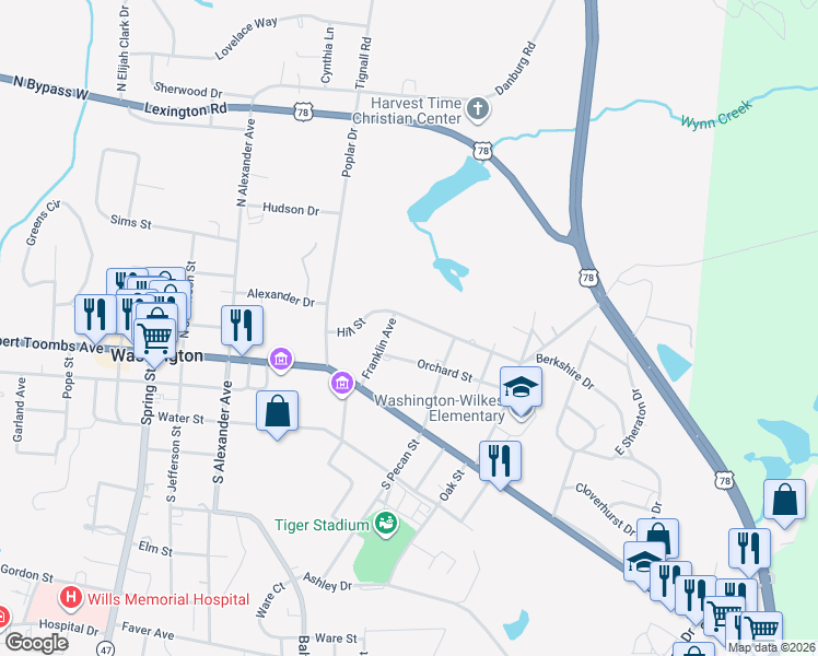 map of restaurants, bars, coffee shops, grocery stores, and more near 207 Franklin Avenue in Washington