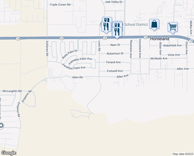 map of restaurants, bars, coffee shops, grocery stores, and more near 30985 Allen Avenue in Homeland