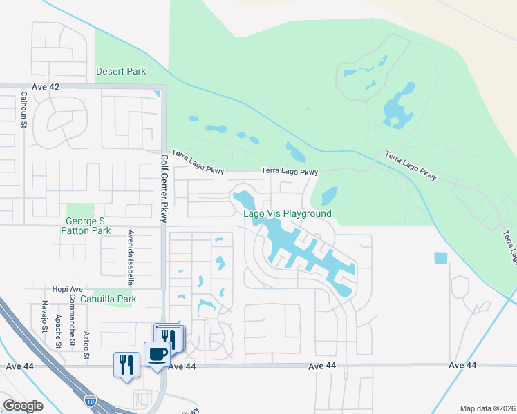 map of restaurants, bars, coffee shops, grocery stores, and more near 42871 Beato Court in Indio