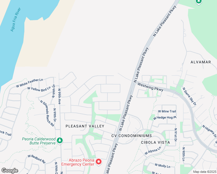 map of restaurants, bars, coffee shops, grocery stores, and more near 9545 Running Deer Trail in Peoria