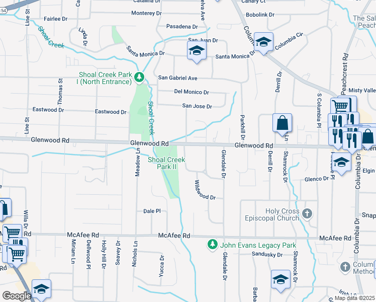 map of restaurants, bars, coffee shops, grocery stores, and more near 1834 Hillsdale Drive in Decatur