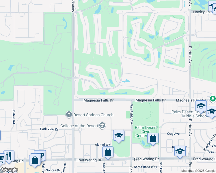 map of restaurants, bars, coffee shops, grocery stores, and more near 220 Madrid Avenue in Palm Desert