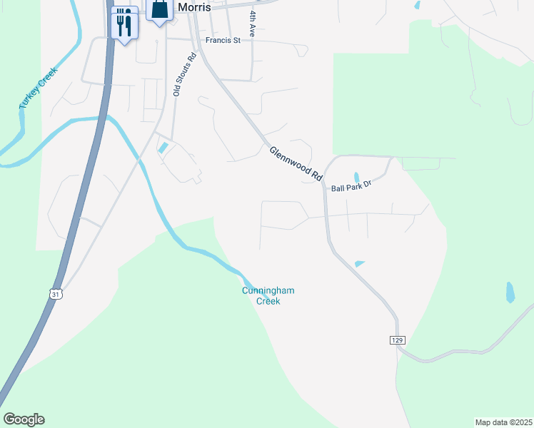 map of restaurants, bars, coffee shops, grocery stores, and more near 551 Triple Creek Drive in Morris