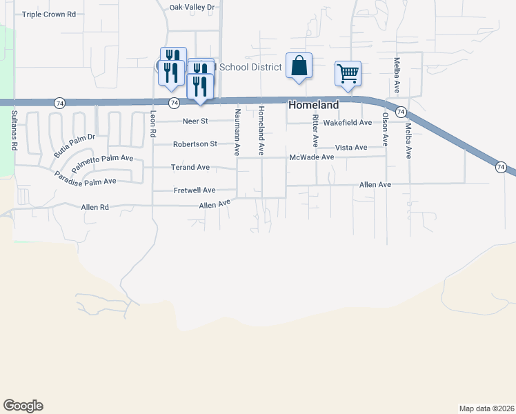 map of restaurants, bars, coffee shops, grocery stores, and more near 31401 Allen Avenue in Homeland