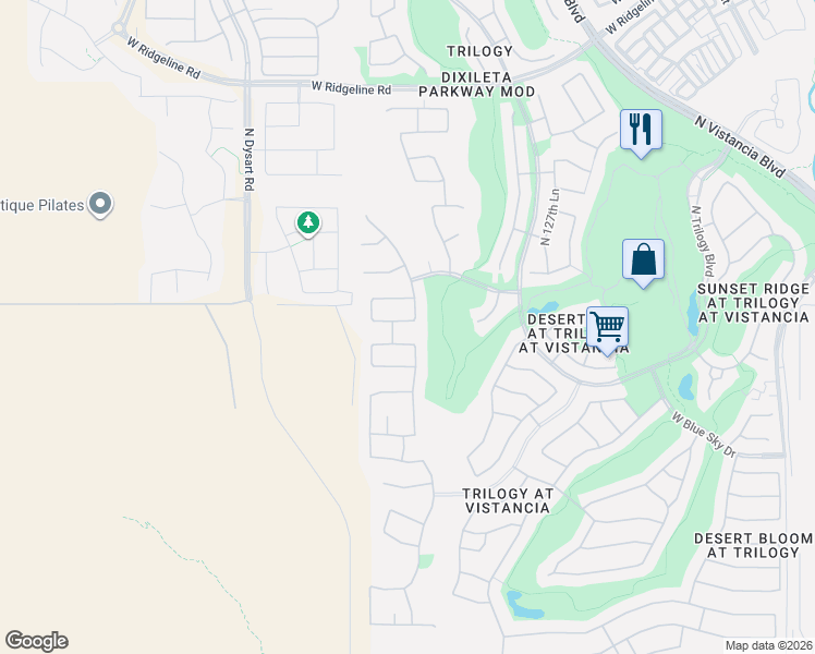 map of restaurants, bars, coffee shops, grocery stores, and more near 13046 West Red Fox Road in Peoria