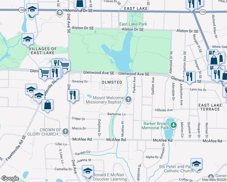 map of restaurants, bars, coffee shops, grocery stores, and more near 446 Carter Avenue Southeast in Atlanta