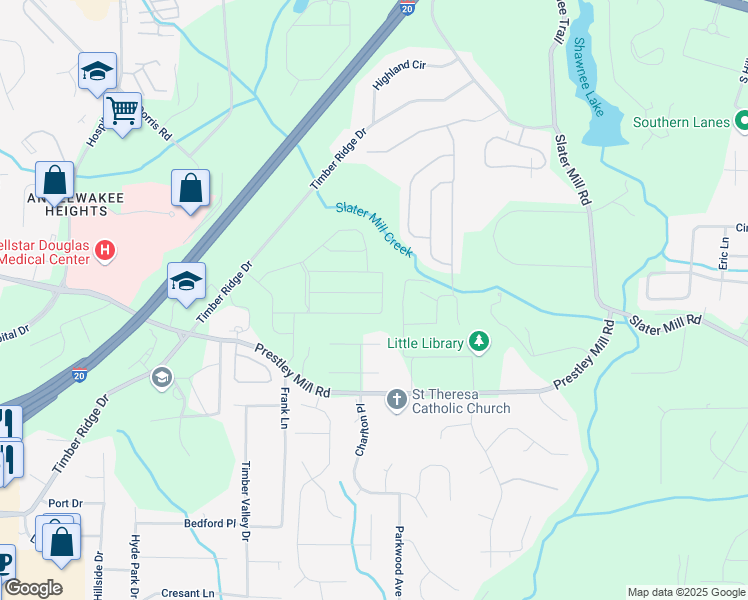 map of restaurants, bars, coffee shops, grocery stores, and more near in Douglasville