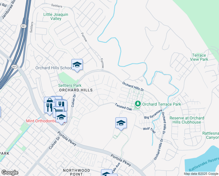 map of restaurants, bars, coffee shops, grocery stores, and more near 78 Thoroughbred in Irvine