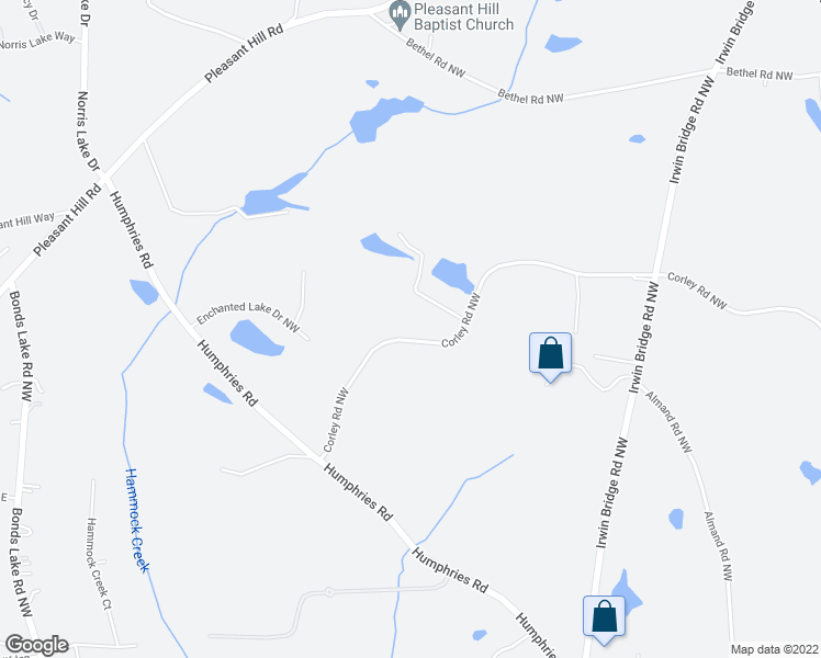 map of restaurants, bars, coffee shops, grocery stores, and more near 1201 Corley Road Northwest in Conyers