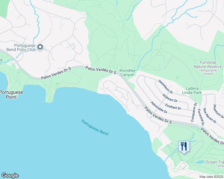 map of restaurants, bars, coffee shops, grocery stores, and more near 203 Seascape Road in Rancho Palos Verdes