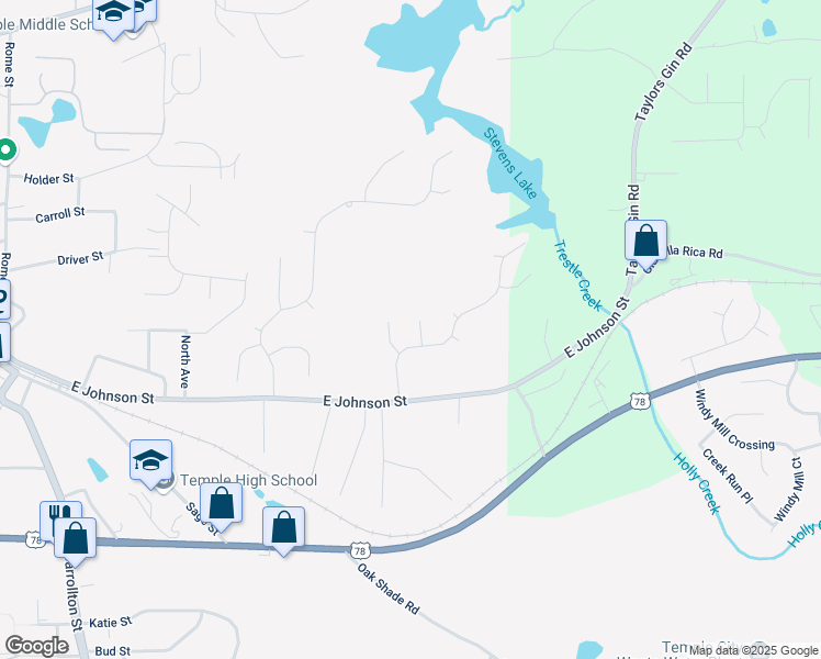 map of restaurants, bars, coffee shops, grocery stores, and more near 512 Rippling Ct in Temple