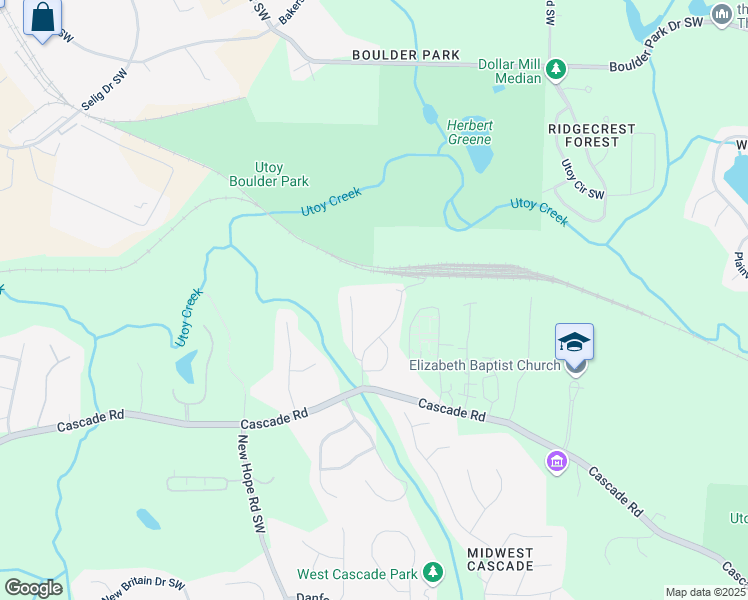 map of restaurants, bars, coffee shops, grocery stores, and more near 695 Wilson Mill Road Southwest in Atlanta
