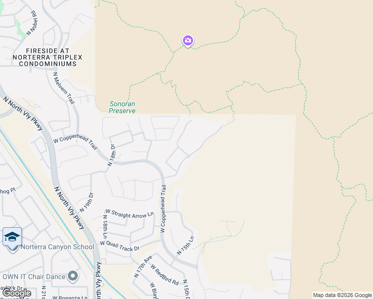 map of restaurants, bars, coffee shops, grocery stores, and more near 1526 West Blue Sky Drive in Phoenix