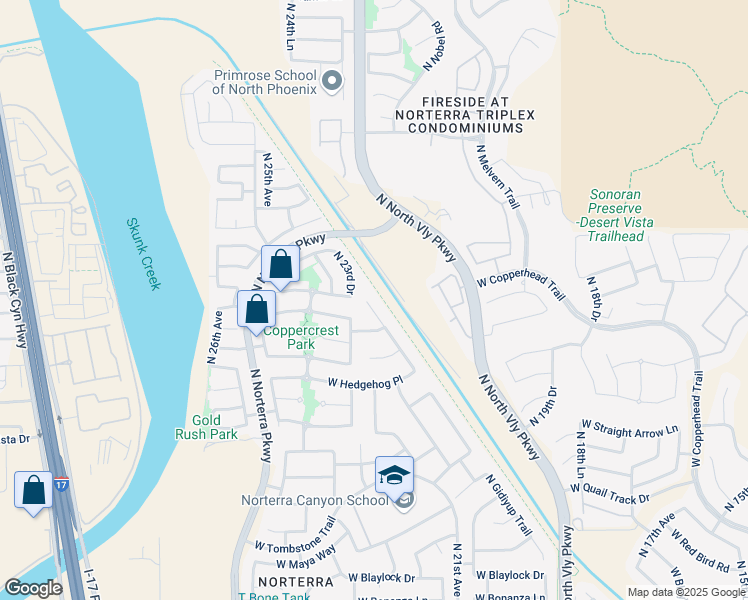 map of restaurants, bars, coffee shops, grocery stores, and more near 27905 North 23rd Drive in Phoenix