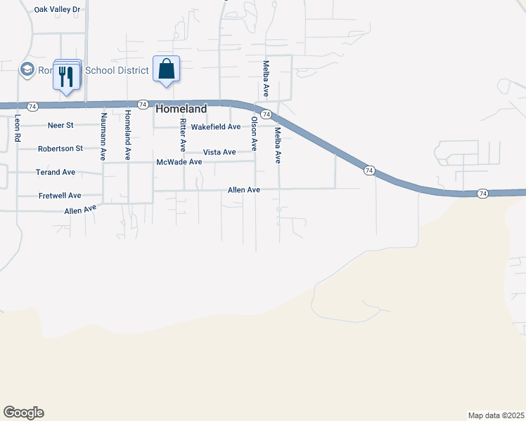 map of restaurants, bars, coffee shops, grocery stores, and more near 26379 Melba Avenue in Homeland