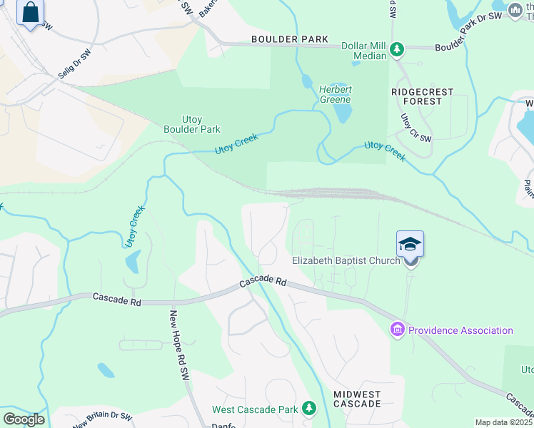 map of restaurants, bars, coffee shops, grocery stores, and more near 695 Wilson Mill Road Southwest in Atlanta