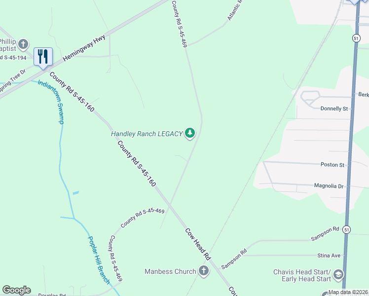 map of restaurants, bars, coffee shops, grocery stores, and more near 373 Tupperware Road in Hemingway