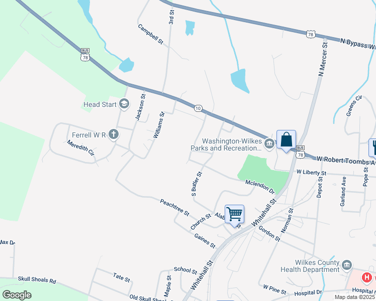 map of restaurants, bars, coffee shops, grocery stores, and more near 104 Peter Street in Washington