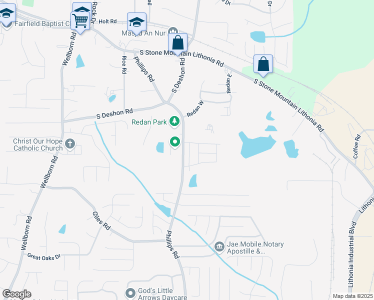 map of restaurants, bars, coffee shops, grocery stores, and more near 1884 Plainsboro Drive in Lithonia