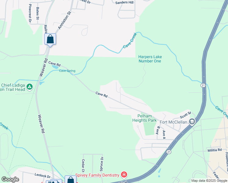 map of restaurants, bars, coffee shops, grocery stores, and more near 37 Ty Drive in Anniston