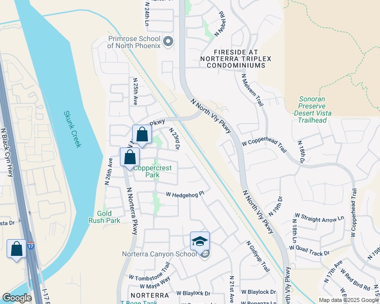 map of restaurants, bars, coffee shops, grocery stores, and more near 27905 North 23rd Drive in Phoenix