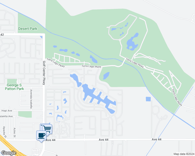 map of restaurants, bars, coffee shops, grocery stores, and more near 42816 Del Lago Court in Indio