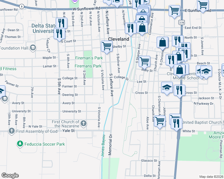 map of restaurants, bars, coffee shops, grocery stores, and more near 400 Roby Street in Cleveland