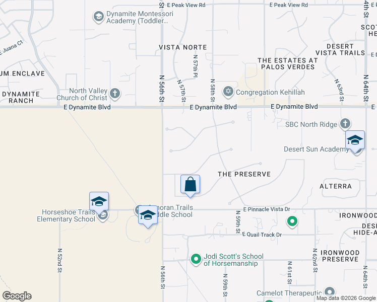 map of restaurants, bars, coffee shops, grocery stores, and more near 5695 East Blue Sky Drive in Scottsdale