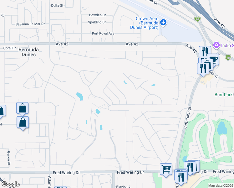 map of restaurants, bars, coffee shops, grocery stores, and more near 42780 Darien Drive in Bermuda Dunes