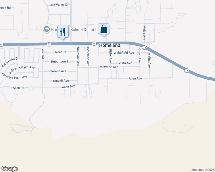 map of restaurants, bars, coffee shops, grocery stores, and more near Monroe Lane in Homeland