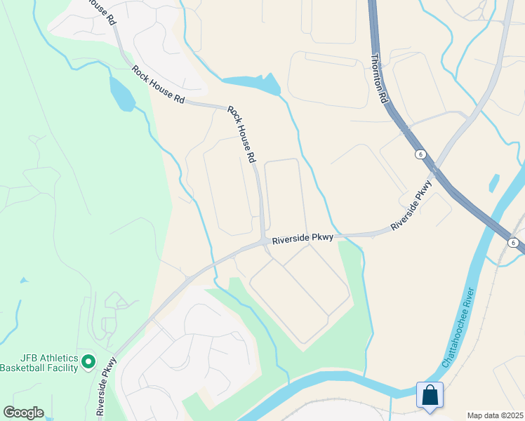 map of restaurants, bars, coffee shops, grocery stores, and more near Rock House Road in Lithia Springs