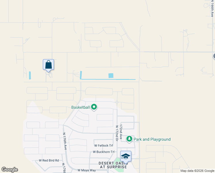 map of restaurants, bars, coffee shops, grocery stores, and more near 17150 West Red Fox Road in Surprise
