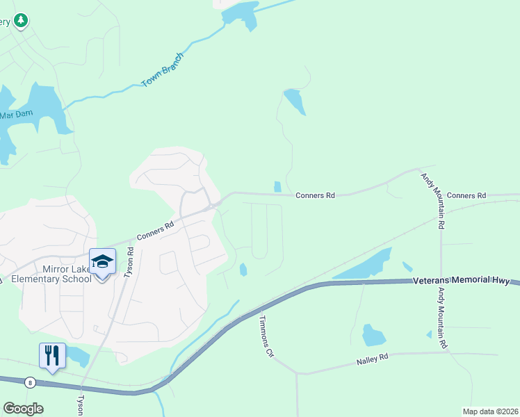 map of restaurants, bars, coffee shops, grocery stores, and more near 9071-9199 Conners Road in Villa Rica