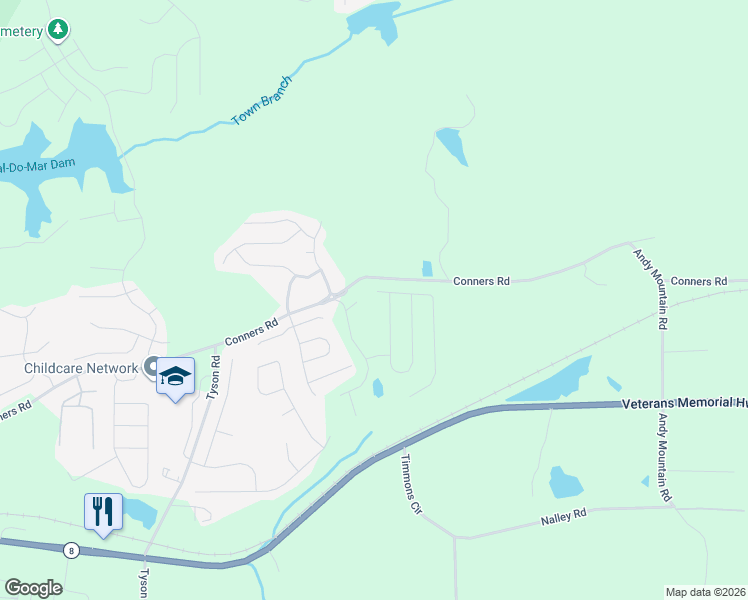 map of restaurants, bars, coffee shops, grocery stores, and more near 9071-9199 Conners Road in Villa Rica