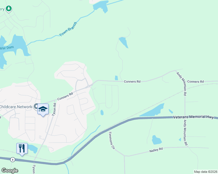 map of restaurants, bars, coffee shops, grocery stores, and more near 9071-9199 Conners Road in Villa Rica
