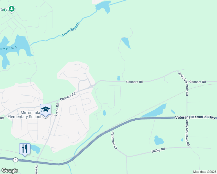 map of restaurants, bars, coffee shops, grocery stores, and more near 9071-9199 Conners Road in Villa Rica