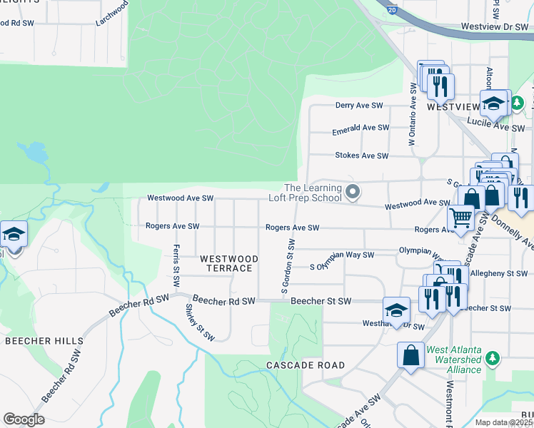 map of restaurants, bars, coffee shops, grocery stores, and more near 626 Kennolia Dr SW in Atlanta