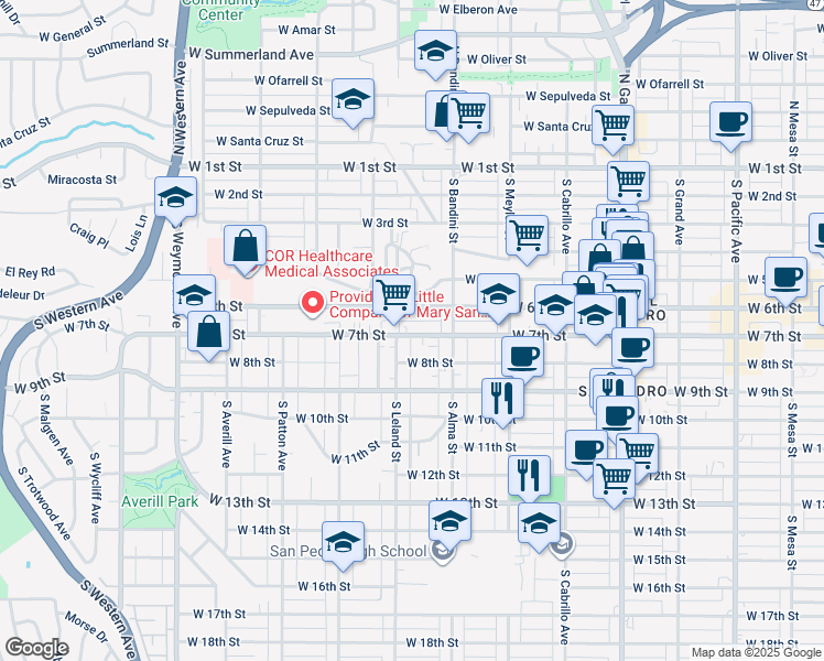 map of restaurants, bars, coffee shops, grocery stores, and more near 1066 West 7th Street in Los Angeles