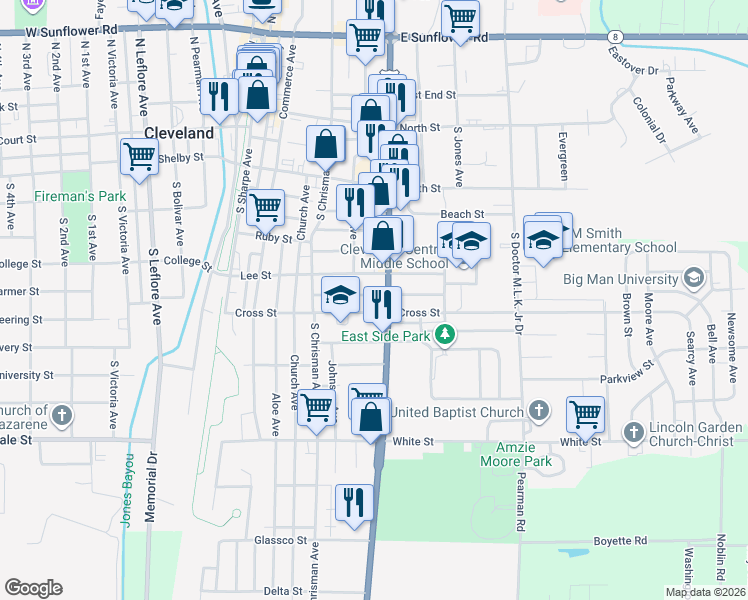 map of restaurants, bars, coffee shops, grocery stores, and more near 612 Murphy Street in Cleveland
