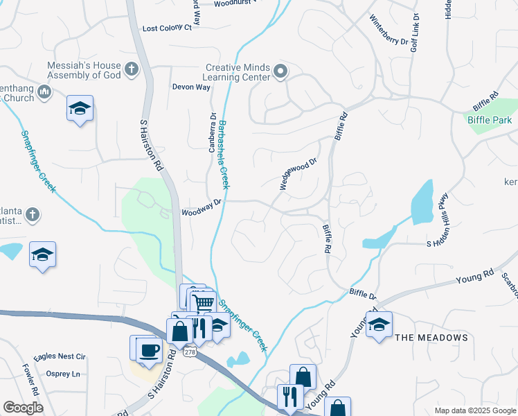 map of restaurants, bars, coffee shops, grocery stores, and more near 4891 Glenbrooke Close in Stone Mountain