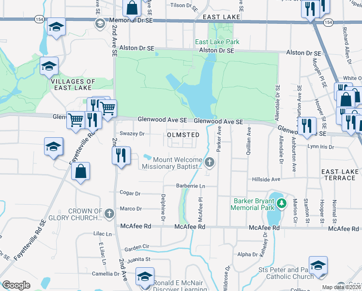 map of restaurants, bars, coffee shops, grocery stores, and more near 428 Carter Avenue Southeast in Atlanta