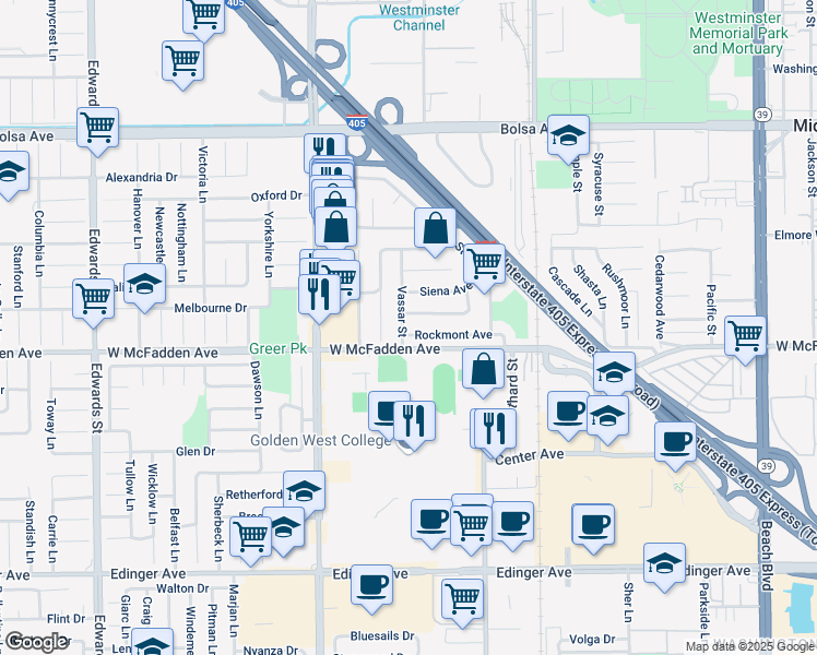 map of restaurants, bars, coffee shops, grocery stores, and more near 7211 Rockmont Avenue in Westminster