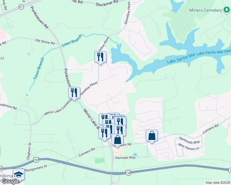 map of restaurants, bars, coffee shops, grocery stores, and more near 9722 Spyglass Drive in Villa Rica