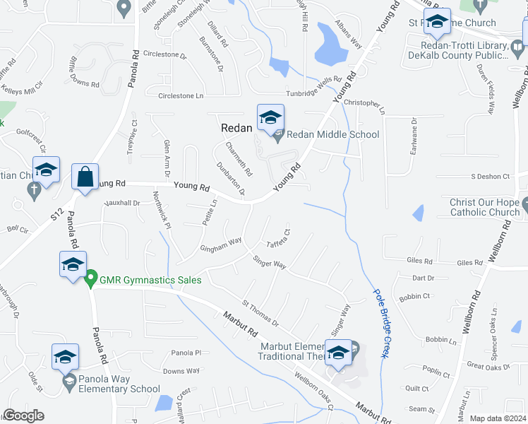 map of restaurants, bars, coffee shops, grocery stores, and more near 1807 Taffeta Trail in Lithonia