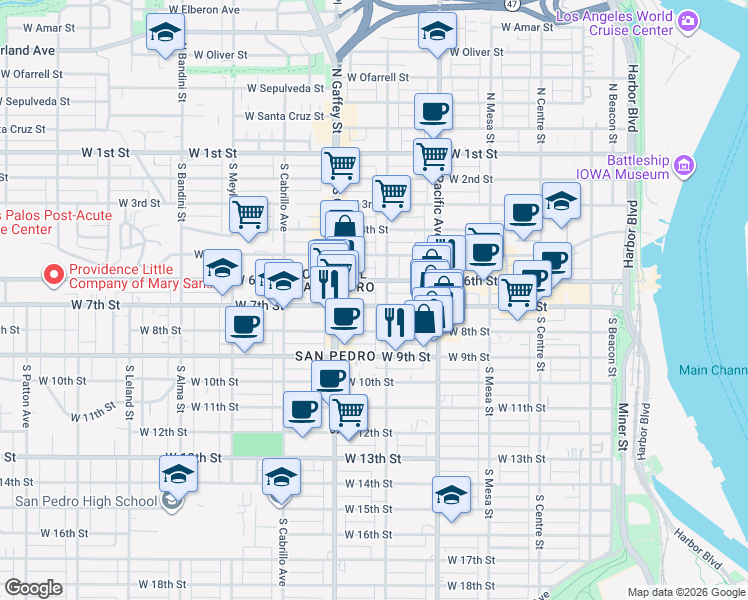 map of restaurants, bars, coffee shops, grocery stores, and more near 624 South Grand Avenue in Los Angeles
