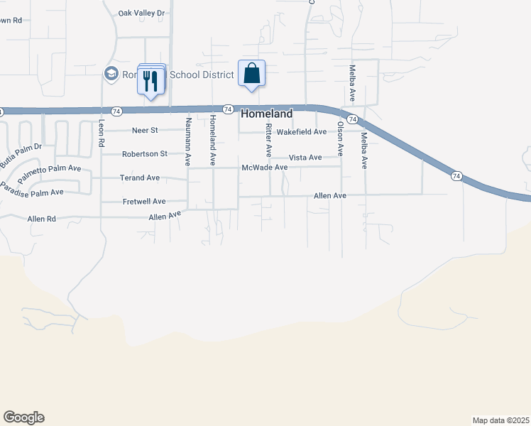 map of restaurants, bars, coffee shops, grocery stores, and more near 26350 Monroe Lane in Homeland