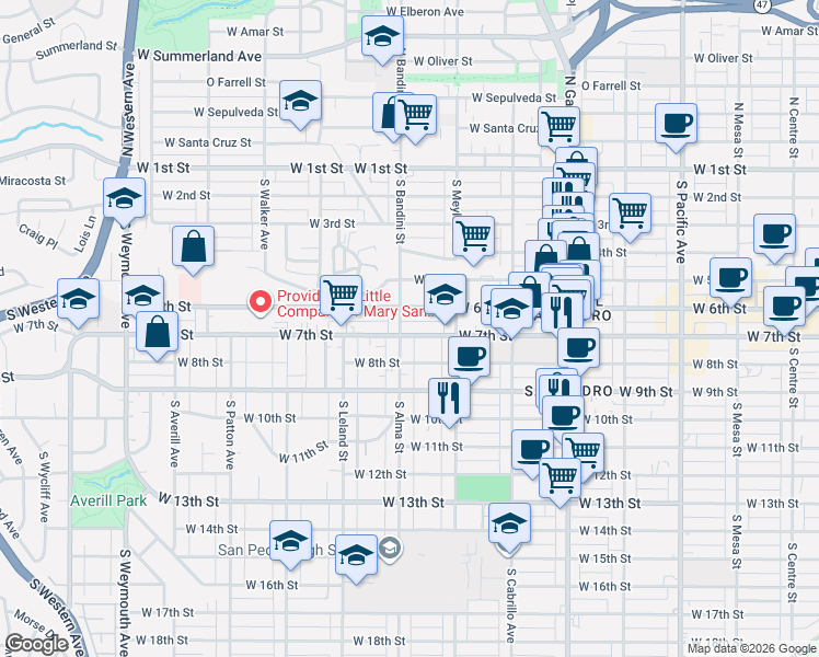map of restaurants, bars, coffee shops, grocery stores, and more near 637 South Bandini Street in Los Angeles